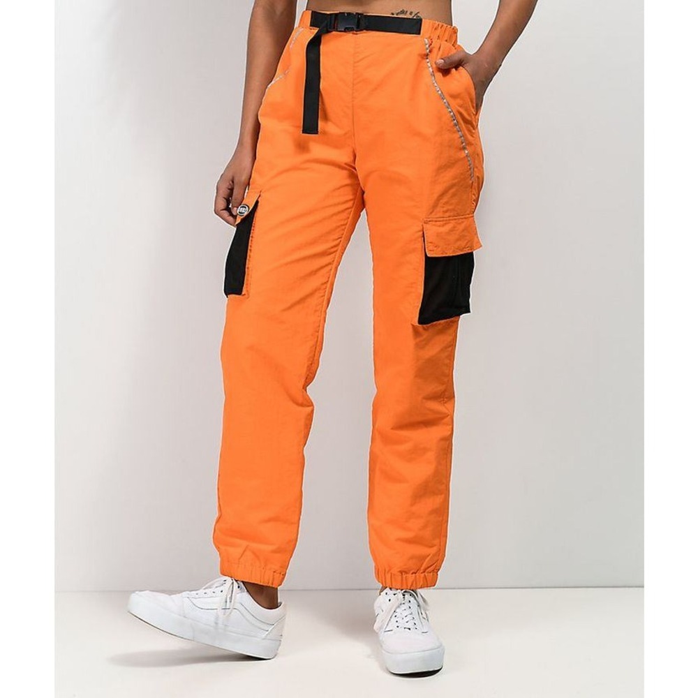 Samii Ryan Cargo Jogger Pants Solid Orange Streetwear Techwear Size S